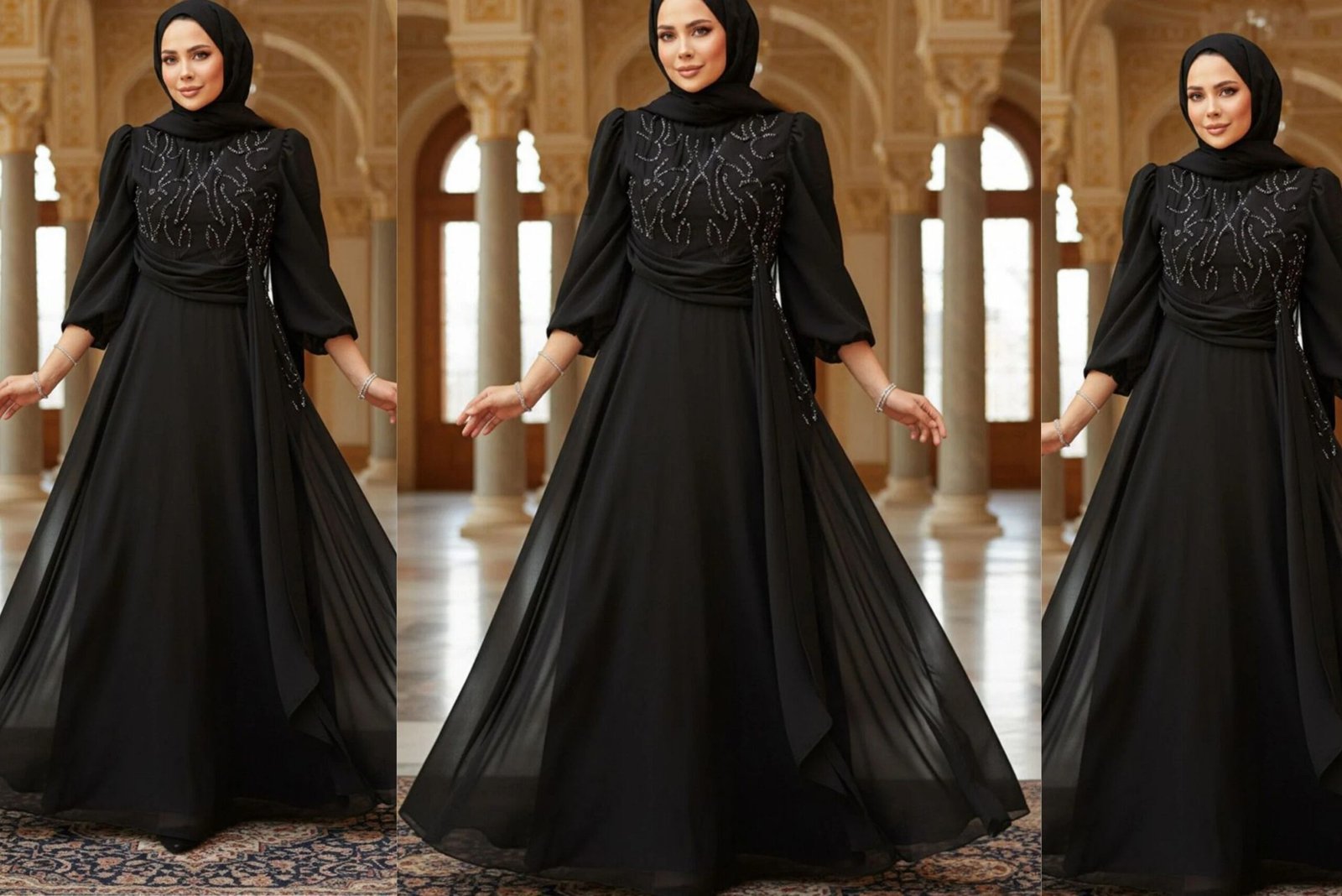 Siyah Abiye Elbise Kombini